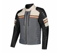 Rusty Stitches Steve Motorcycle Leather Jacket Black/Beige/Light Grey/Maroon
