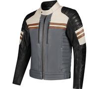Rusty Stitches Steve Motorcycle Leather Jacket, black-grey, size L for Men