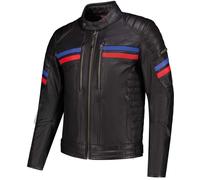 Rusty Stitches Steve Motorcycle Leather Jacket, black-red-blue, size 3XL for Men