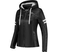 Rusty Stitches Super Joyce Hooded V2 Ladies Motorcycle Leather Jacket, black/grey/white, size 52
