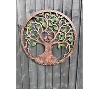 Rusty tree of life with heart and lovebirds wall art peeling effect 60cm wall art suitable for indoors/outdoors anniversary/birthday gift