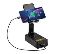 Rutaqian 3-in-1 Bluetooth Speaker, with Phone Stand and 5000mAh Power Bank Function, Foldable Music Player with Ambient Light, Direction and Angle Adjustable Black