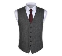 Ruth&Boaz 2Pockets 5Buttons Wool Herringbone Tweed Business Suit Vest - - Medium