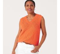 Ruth Langsford Cotton Slub Knit V Neck Vest Top ORANGE 2XL