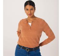 Ruth Langsford Grandad Collar Textured Jumper CHESTNUT 3XL