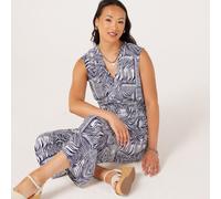 Ruth Langsford Zip Through Print Jumpsuit Petite NAVY MONO PRINT SIZE 12