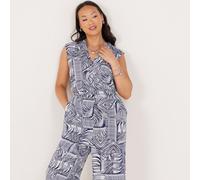 Ruth Langsford Zip through Print Jumpsuit Standard NAVY MONO PRINT SIZE 10