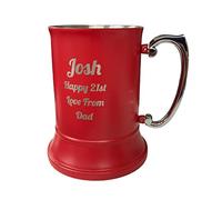 Rutherfords Gifts Personalised 500Ml Red Finish Stainless Steel Tankard - Boxed Wedding Birthday Best Man Gift