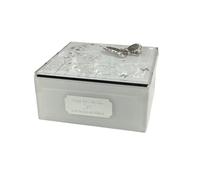 Rutherfords Gifts Personalised Butterfly Glass Trinket Jewellery Box - Engraved Square Keepsake Gift for Her, Floral Design