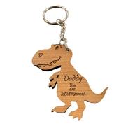 Rutherfords Gifts Personalised Dinosaur Keyring, Engraved Wooden Keychain, Custom Name Gift for Dad Mum Grandad, “You Are Roarsome” Fathers Day Birthday Keepsake