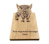 Rutherfords Gifts Personalised Highland Cow Shaped Oak Serving Board - 30cm- Engraved Wooden Snack & Cheese Board - Custom Gift for Birthdays, Housewarming, Weddings, Farmhouse Kitchen Décor