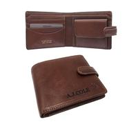 Rutherfords Gifts Personalised Premium Tan Leather RFID Mens Wallet- Laser Engraved On Front