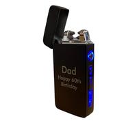 Rutherfords Gifts Personalised Rechargeable Slim Arc Lighter, Led Battery Display, Flameless Fire Lighter, Usb Windproof Electric Lighter, Engraved With any Message Up To 80 Characters