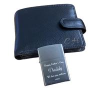 Rutherfords Gifts Personalised RFID Genuine Leather Wallet & Lighter Gift Set - Perfect Mens Gift for Birthdays Weddings,Christmas and Fathers Day