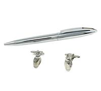 Rutherfords Gifts Personalised Silver Ballpoint Pen & Golf Cufflinks Gift Set - Engraved Wedding Birthday Gift