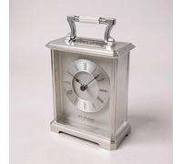 Rutherfords Gifts Personalised Silver Finish White Dial Roman Numerials Carriage Clock - Engraved Birthday Retirement Gift