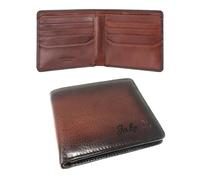 Rutherfords Gifts Personalised Slim RFID Burnished Tan Leather Wallet - Laser Engraved on Front