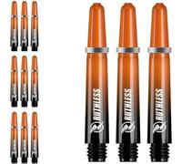 RUTHLESS Deflectagrip Polycarbonate Dart Shafts | Durable Stems with Springs in Medium Length, 49mm, Black & Orange, 3 Sets (3XS1583)