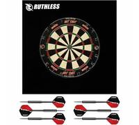 Ruthless | Home Darts Centre | Choice Of Surround & Hot Shot Dartboard | Includes 2 Sets of Steel Tip Darts. (Dartboard, Square Jigsaw Surround & 2 Sets Darts)