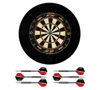 Ruthless Home Darts Centre | Circle Jigsaw Surround & Hot Shot Dartboard | Includes 2 Sets Of Steel Tip Darts