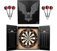 Ruthless Home Darts Centre | Complete Home Dart Board Centre Including Cabinet, Dartboard and 2 Sets of Darts (Eagle)