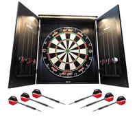 Ruthless Home Darts Centre | Complete Home Dart Board Centre Including Cabinet, Dartboard and 2 Sets of Darts (Eagle + Light)