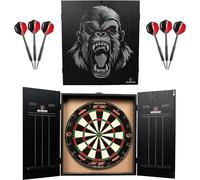 Ruthless Home Darts Centre | Complete Home Dart Board Centre Including Cabinet, Dartboard and 2 Sets of Darts (Gorilla)