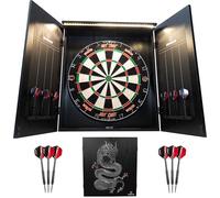 Ruthless Home Darts Centre | Complete Home Dart Board Centre Including Cabinet, Dartboard and 2 Sets of Darts (Dragon + Light)