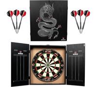 Ruthless | Home Darts Centre | Complete Home Dart Board Centre Including Cabinet, Dartboard and 2 Sets of Darts (Dragon)