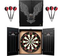 Ruthless Home Darts Centre | Complete Home Dart Board Centre Including Cabinet, Dartboard and 2 Sets of Darts (Eagle)