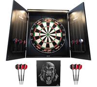 Ruthless Home Darts Centre | Complete Home Dart Board Centre Including Cabinet, Dartboard and 2 Sets of Darts (Gorilla + Light)