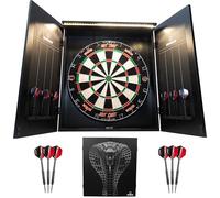 Ruthless Home Darts Centre | Complete Home Dart Board Centre Including Cabinet, Dartboard and 2 Sets of Darts (Cobra + Light)