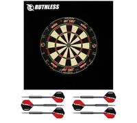 Ruthless Home Darts Centre | Square Jigsaw Surround & Hot Shot Dartboard | Includes 2 Sets Of Steel Tip Darts