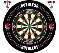 Ruthless Hot Shot Dart Board Surround Home Centre | Complete Darts Package Including Sisal Board, 2 Sets of Darts and a Dartboard Surround (Home Centre)