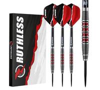 RUTHLESS Red Falcon Professional Tungsten Steeltip Darts Set in 22g and 24g, with Flights and Stems Shafts (24g)