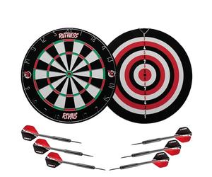 Ruthless | Rivals 18" Double-Sided Dart Board Game Set | Family Dartboard with 2 Sets of Darts Included | DB074.