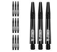 RUTHLESS Sting | Polycarbonate Dart Shafts Solid Black with Black Aluminium Top, Medium 49mm, 3 Sets of 3 Stems (3XS1770)