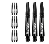 RUTHLESS Sting | Polycarbonate Dart Shafts Solid Black with Black Aluminium Top, Short 36mm, 3 Sets of 3 Stems (3XS1767)