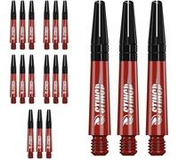 RUTHLESS Sting | Polycarbonate Dart Shafts Solid Red with Black Aluminium Top, Short 36mm, 5 Sets of 3 Stems (5XS1763)
