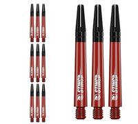 RUTHLESS Sting | Polycarbonate Dart Shafts Solid Red with Black Aluminium Top, Tweenie Plus 44mm, 3 Sets of 3 Stems (3XS1765)