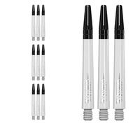 RUTHLESS Sting | Polycarbonate Dart Shafts Solid White with Black Aluminium Top, Medium 49mm, 3 Sets of 3 Stems (3XS1774)