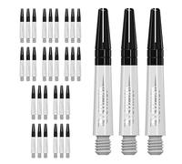 RUTHLESS Sting | Polycarbonate Dart Shafts Solid White with Black Aluminium Top, Short 36mm, 5 Sets of 3 Stems (5XS1771)