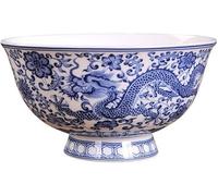 RUTHYEARS Chinese Style Ceramic Bowl, Blue White Porcelain Dragon Pattern Household Bone China (6in)