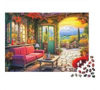 Rutic Garden Villa 1000 Piece Jigaw Puzzle Cozy unroom Interior Adult Aged 12 And Above Educational Game Beautiful Decoration Challenge High Difficulty Male And Female Birthday 70x50cmG