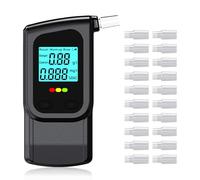 RUTIDA Breathalyzer Alcohol Tester with 20 Mouthpieces, Professional Breathalysers Portable Alcohol Breath Tester with Dual Sensor and Digital Blue LCD Display