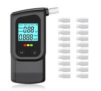 RUTIDA Breathalyzer Alcohol Tester with 20 Mouthpieces, Professional Breathalysers Portable Alcohol Breath Tester with Dual Sensor and Digital Blue LCD Display