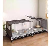 Rutin Chicken Breeding Box With Wheels, Transparent Viewing Chicken Cage Quail House Encrypted Foot Pads Tray Design Portable Rabbit Hutch, Small Animal Poultry Cage(Black,144 * 47 * 45cm)