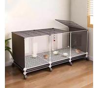 Rutin Chicken Breeding Box With Wheels, Transparent Viewing Chicken Cage Quail House Encrypted Foot Pads Tray Design Portable Rabbit Hutch, Small Animal Poultry Cage(Black,107 * 47 * 45cm)