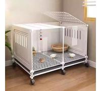 Rutin Chicken Breeding Box With Wheels, Transparent Viewing Chicken Cage Quail House Encrypted Foot Pads Tray Design Portable Rabbit Hutch, Small Animal Poultry Cage(White,72 * 47 * 45cm)