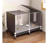 Rutin Chicken Breeding Box With Wheels, Transparent Viewing Chicken Cage Quail House Encrypted Foot Pads Tray Design Portable Rabbit Hutch, Small Animal Poultry Cage(Black,72 * 37 * 45cm)